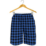 Blue And Black Houndstooth Print Men's Shorts