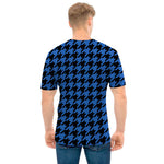 Blue And Black Houndstooth Print Men's T-Shirt