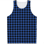 Blue And Black Houndstooth Print Men's Tank Top