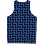 Blue And Black Houndstooth Print Men's Tank Top