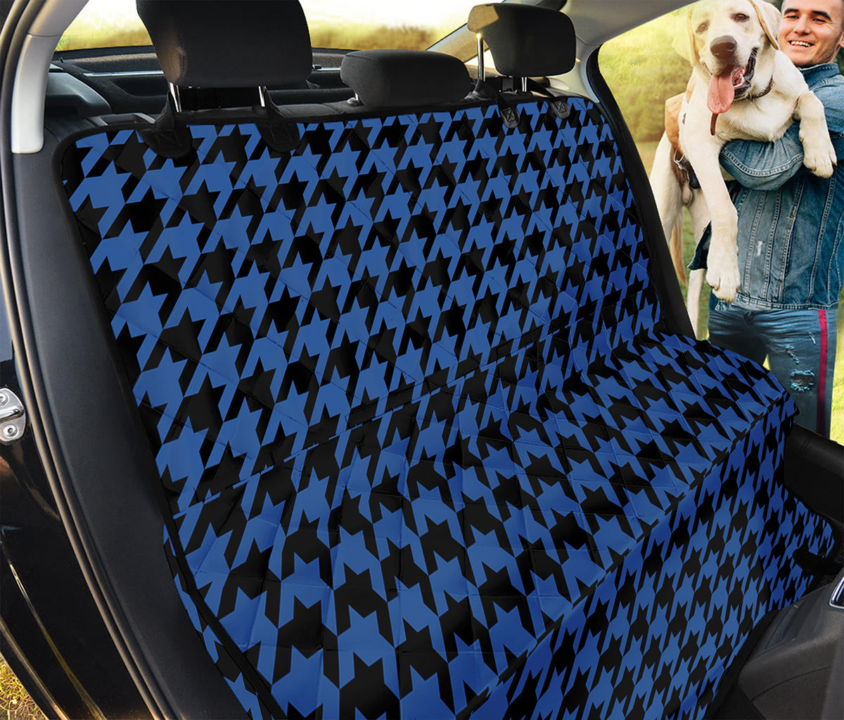 Blue And Black Houndstooth Print Pet Car Back Seat Cover