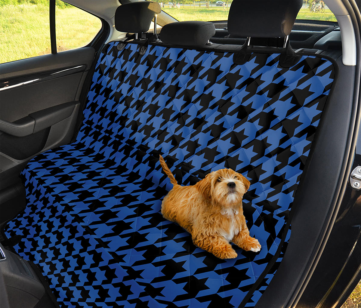 Blue And Black Houndstooth Print Pet Car Back Seat Cover