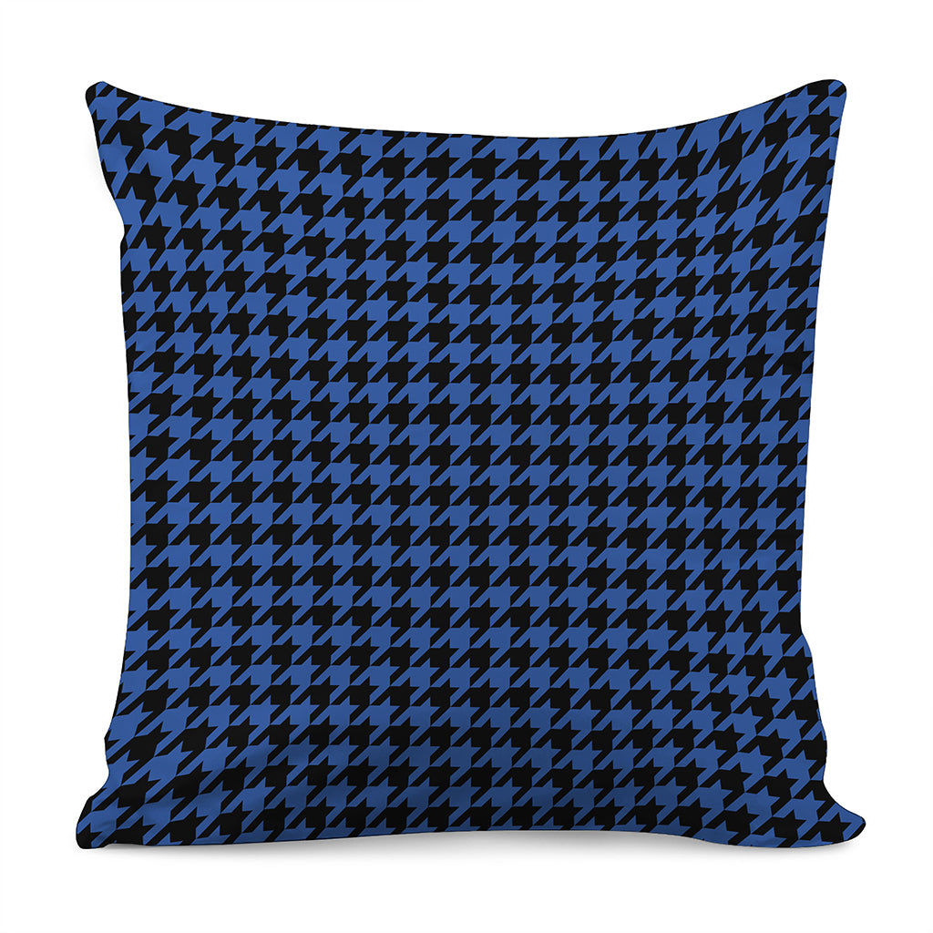 Blue And Black Houndstooth Print Pillow Cover