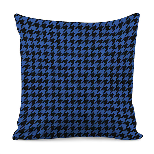Blue And Black Houndstooth Print Pillow Cover