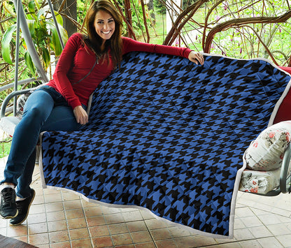 Blue And Black Houndstooth Print Quilt