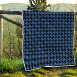 Blue And Black Houndstooth Print Quilt