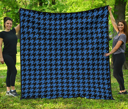 Blue And Black Houndstooth Print Quilt
