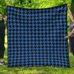 Blue And Black Houndstooth Print Quilt