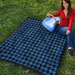 Blue And Black Houndstooth Print Quilt