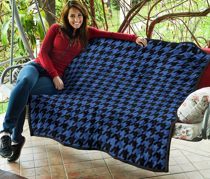 Blue And Black Houndstooth Print Quilt