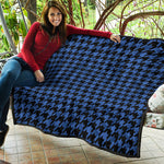 Blue And Black Houndstooth Print Quilt