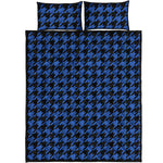 Blue And Black Houndstooth Print Quilt Bed Set