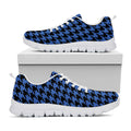 Blue And Black Houndstooth Print White Running Shoes