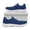 Blue And Black Houndstooth Print White Sneakers