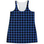 Blue And Black Houndstooth Print Women's Racerback Tank Top