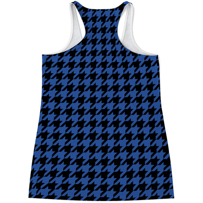Blue And Black Houndstooth Print Women's Racerback Tank Top