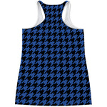 Blue And Black Houndstooth Print Women's Racerback Tank Top