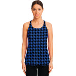 Blue And Black Houndstooth Print Women's Racerback Tank Top