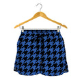 Blue And Black Houndstooth Print Women's Shorts