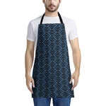 Blue And Black Japanese Pattern Print Apron