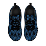 Blue And Black Japanese Pattern Print Black Sneakers