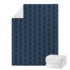 Blue And Black Japanese Pattern Print Blanket