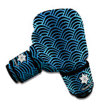 Blue And Black Japanese Pattern Print Boxing Gloves