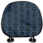 Blue And Black Japanese Pattern Print Car Headrest Covers