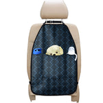 Blue And Black Japanese Pattern Print Car Seat Organizers