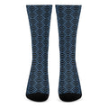 Blue And Black Japanese Pattern Print Crew Socks