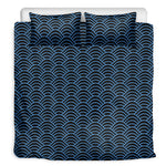 Blue And Black Japanese Pattern Print Duvet Cover Bedding Set