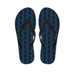 Blue And Black Japanese Pattern Print Flip Flops