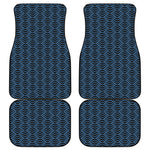 Blue And Black Japanese Pattern Print Front and Back Car Floor Mats