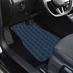 Blue And Black Japanese Pattern Print Front and Back Car Floor Mats