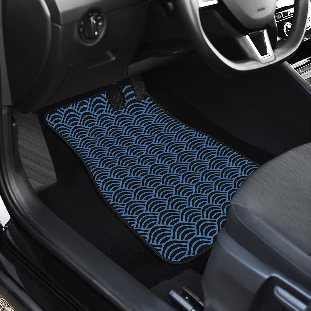 Blue And Black Japanese Pattern Print Front Car Floor Mats