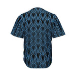 Blue And Black Japanese Pattern Print Men's Baseball Jersey