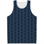 Blue And Black Japanese Pattern Print Men's Tank Top