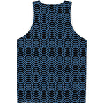 Blue And Black Japanese Pattern Print Men's Tank Top