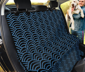 Blue And Black Japanese Pattern Print Pet Car Back Seat Cover