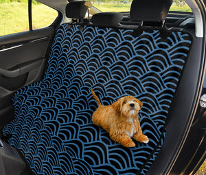 Blue And Black Japanese Pattern Print Pet Car Back Seat Cover