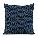 Blue And Black Japanese Pattern Print Pillow Cover