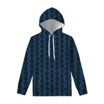 Blue And Black Japanese Pattern Print Pullover Hoodie