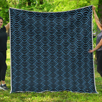 Blue And Black Japanese Pattern Print Quilt