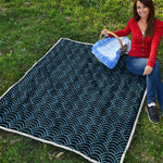 Blue And Black Japanese Pattern Print Quilt