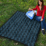 Blue And Black Japanese Pattern Print Quilt