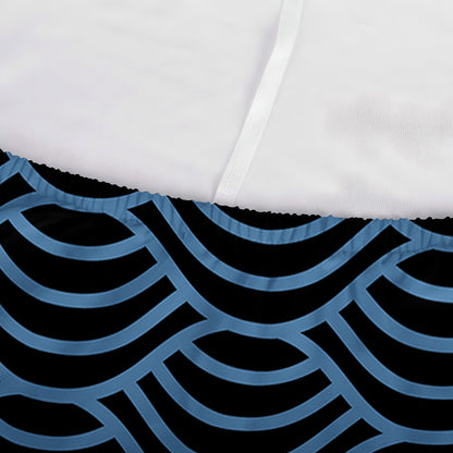 Blue And Black Japanese Pattern Print Sofa Cover