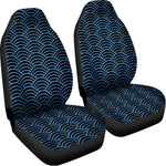 Blue And Black Japanese Pattern Print Universal Fit Car Seat Covers