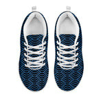 Blue And Black Japanese Pattern Print White Sneakers