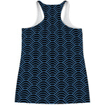 Blue And Black Japanese Pattern Print Women's Racerback Tank Top