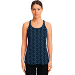 Blue And Black Japanese Pattern Print Women's Racerback Tank Top